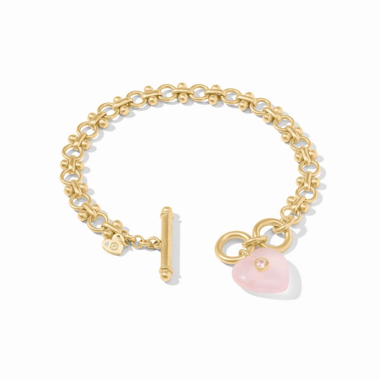 Julie Vos Julie Vos Heart Link Bracelet Pink Quartz
