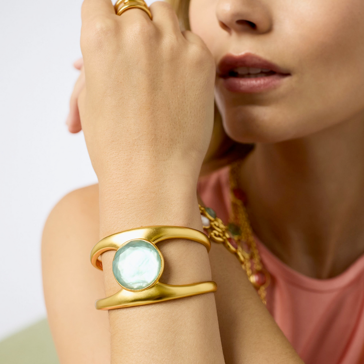 Julie Vos Julie Vos Laguna Stone Cuff Aquamarine Blue