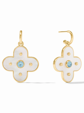 Julie Vos Julie Vos Colette Statement Hoop & Charm Earring Chalcedony Blue