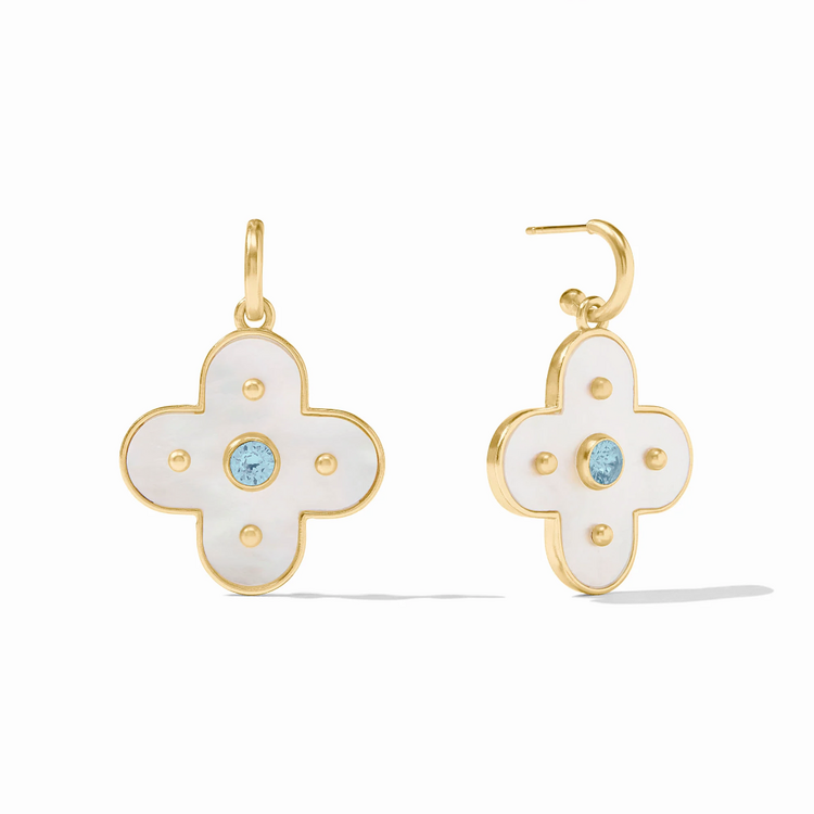 Julie Vos Julie Vos Colette Statement Hoop & Charm Earring Chalcedony Blue