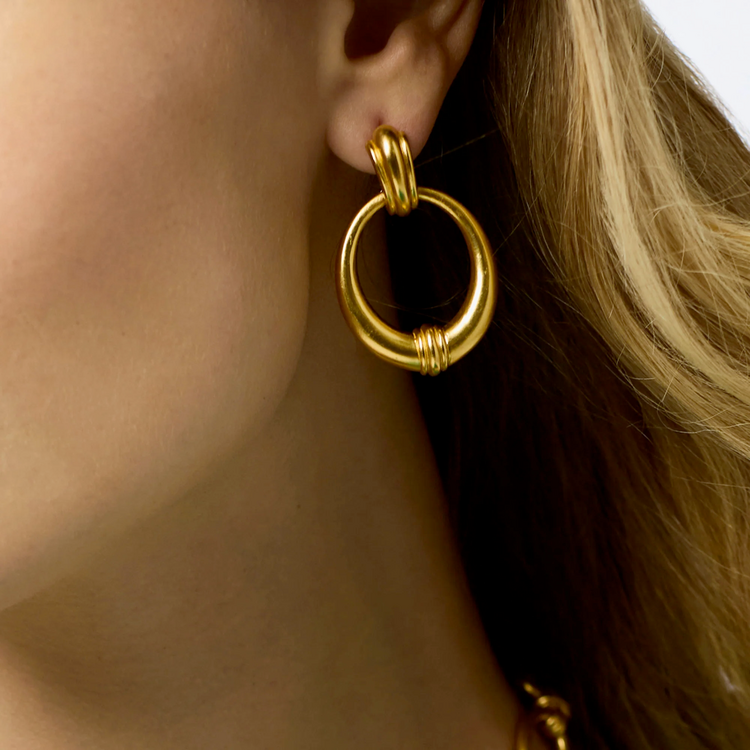 Julie Vos Julie Vos Portofino Doorknocker Earring Gold