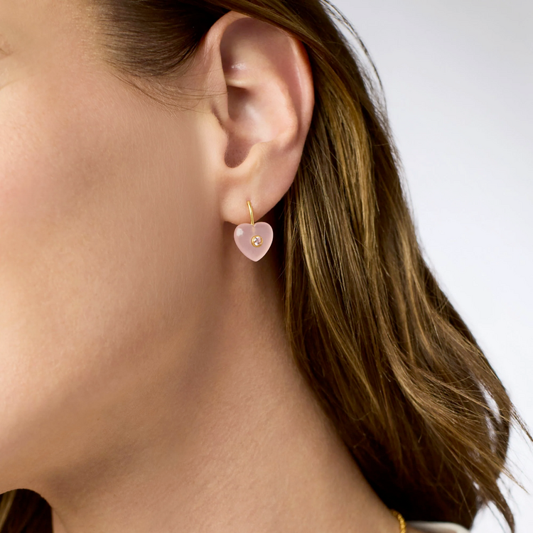 Julie Vos Julie Vos Heart Earring Pink Quartz
