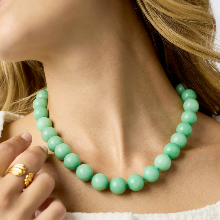 Julie Vos Julie Vos Portofino Beaded Necklace Aqua Jade