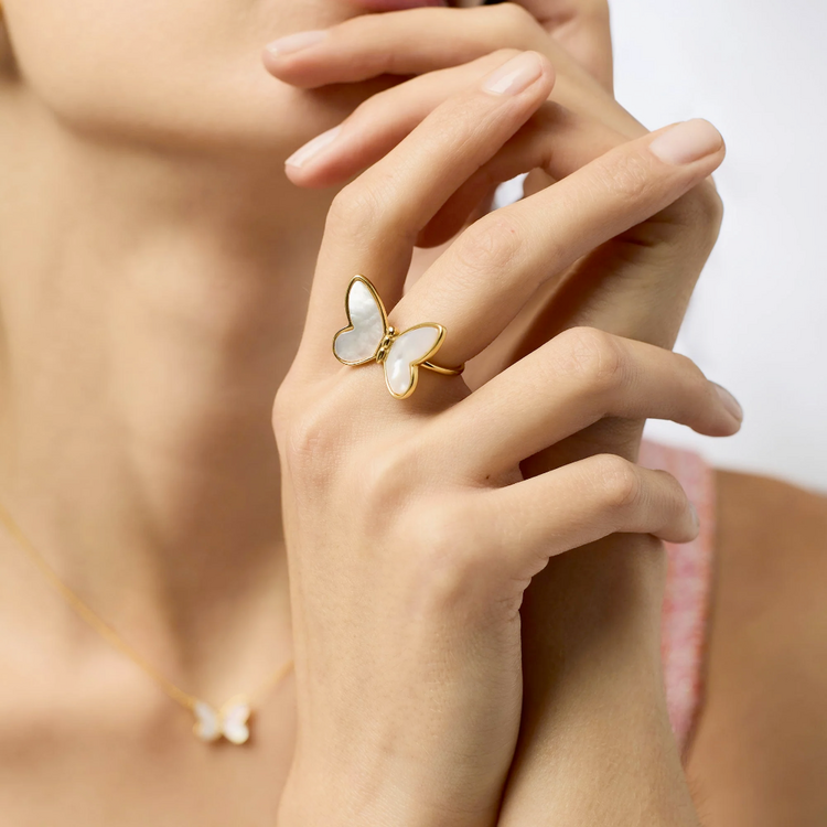 Julie Vos Julie Vos Papillon Statement Ring Mother of Pearl OS