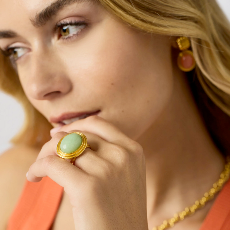 Julie Vos Julie Vos Portofino Statement Ring Aqua Jade 7