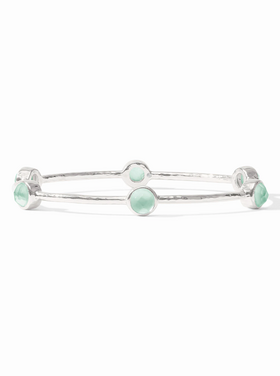 Julie Vos Julie Vos Silver Milano Luxe Bangle Aquamarine Blue