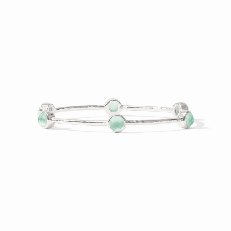Julie Vos Julie Vos Silver Milano Luxe Bangle Aquamarine Blue