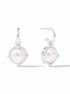 Julie Vos Julie Vos Silver Honeybee Hoop & Charm Pearl