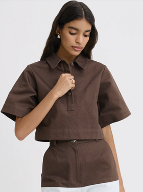 Matthew Bruch Matthew Bruch Denim Popover Top