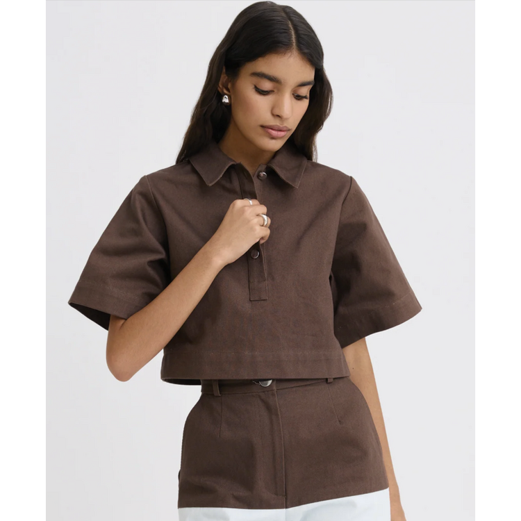 Matthew Bruch Matthew Bruch Denim Popover Top