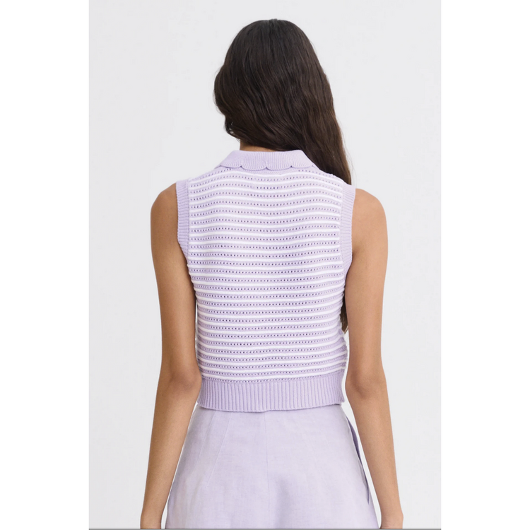 Matthew Bruch Matthew Bruch Striped Mesh Collard Tank