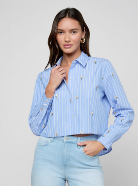 L'AGENCE L'agence Cosette Crop Hi Low Shirt