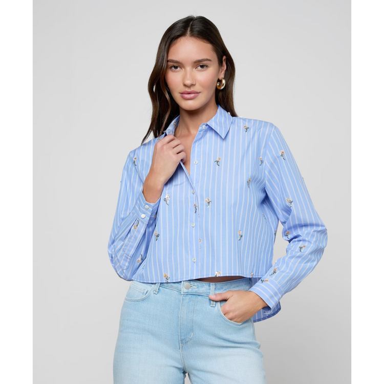 L'AGENCE L'agence Cosette Crop Hi Low Shirt