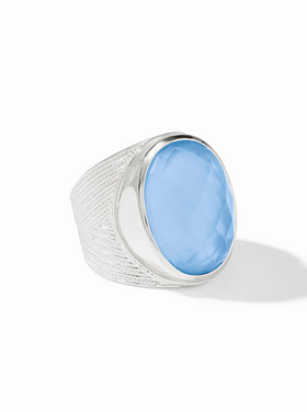 Julie Vos Julie Vos Silver Verona Statement Ring Chalcedont Blue sz 7