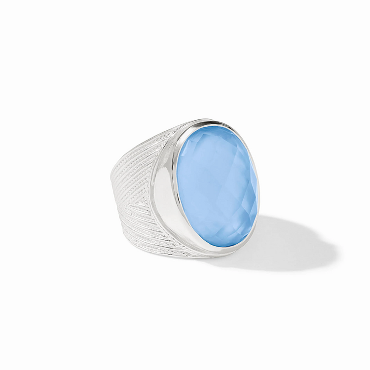 Julie Vos Julie Vos Silver Verona Statement Ring Chalcedont Blue sz 7