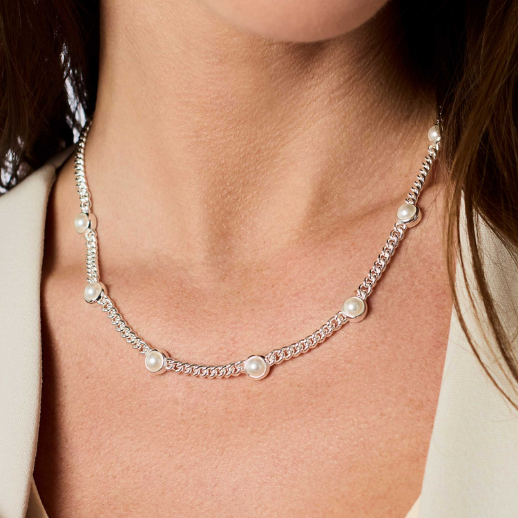 Julie Vos Julie Vos Silver Dolce Delicate Station Necklace Pearl