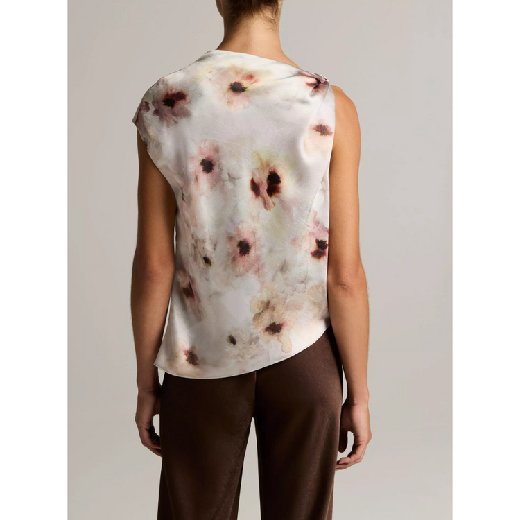 Vince Vince Watercolor Floral Twist Shoulder Top