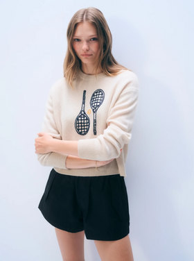 White + Warren White + Warren Tennis Racquet Sweashirt