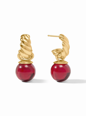 Julie Vos Julie Vos Ravello Hoop & Charm Earring Cranberry