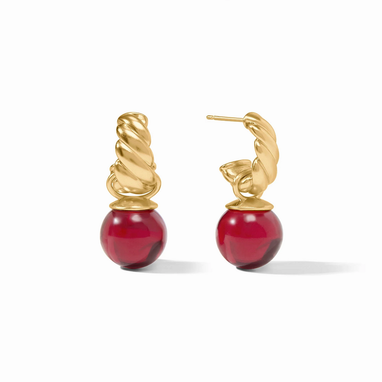 Julie Vos Julie Vos Ravello Hoop & Charm Earring Cranberry