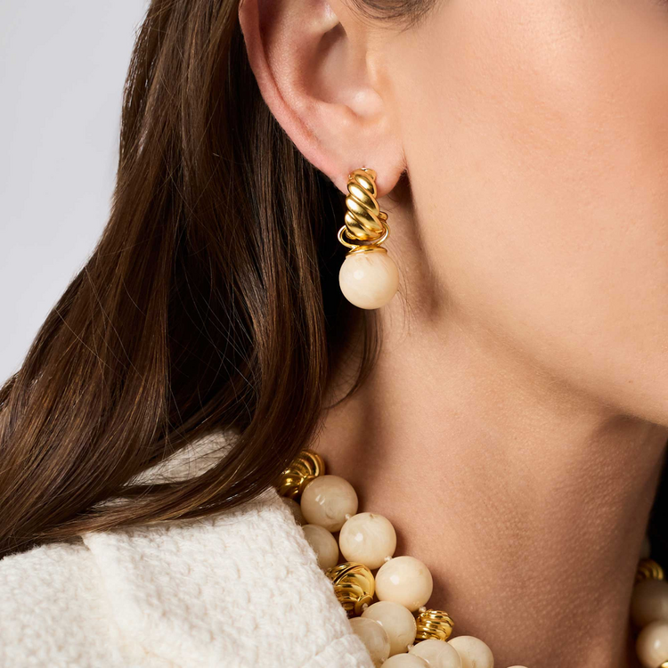 Julie Vos Julie Vos Ravello Hoop & Charm Earring Ivory