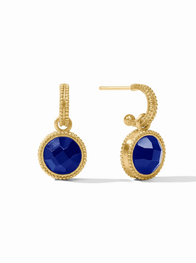 Julie Vos Julie Vos Fleur de Lis Hoop & Charm Sapphire Blue
