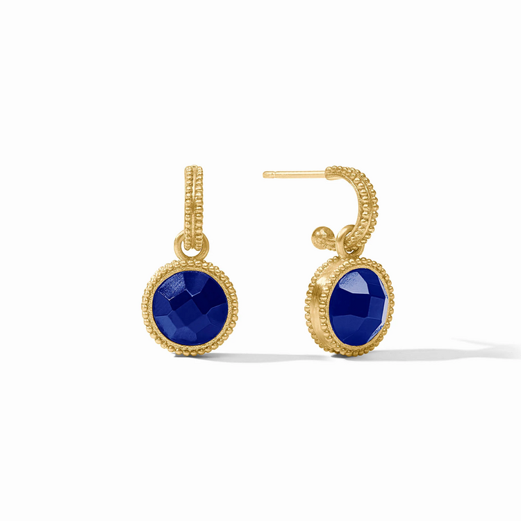 Julie Vos Julie Vos Fleur de Lis Hoop & Charm Sapphire Blue