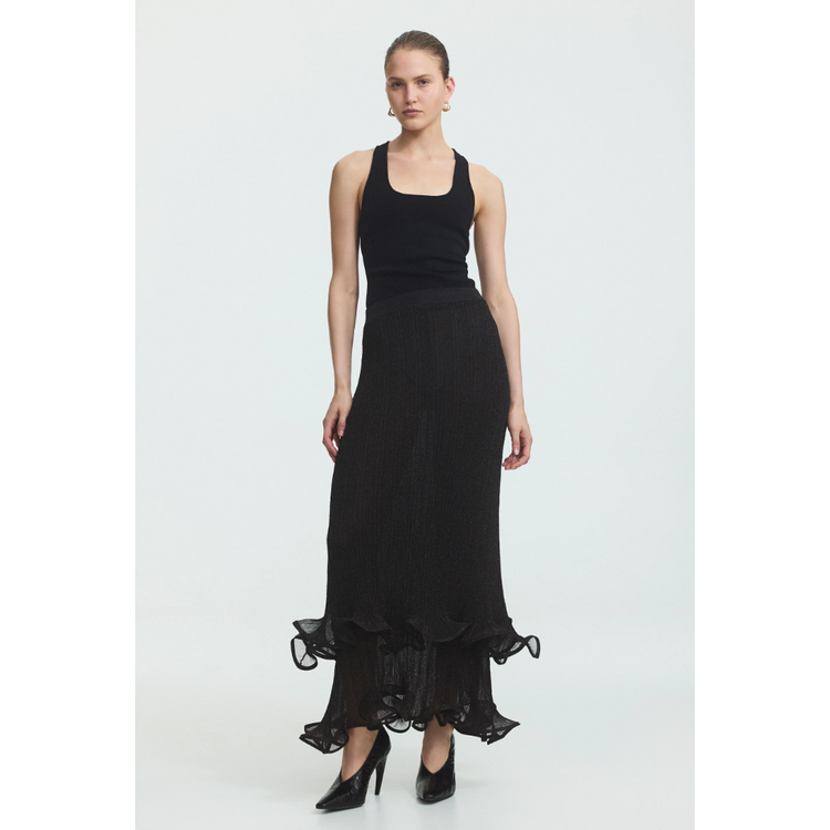 Aje. Aje. Agata Ruffle Knit Midi Skirt