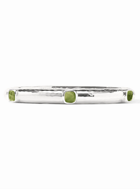 Julie Vos Julie Vos Silver Catalina Hinge Bangle Palmetto Green