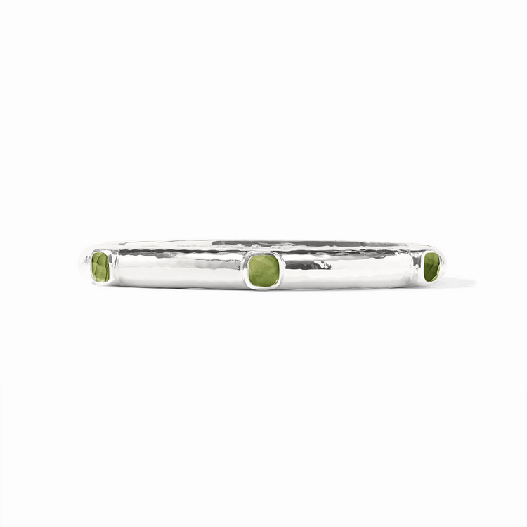 Julie Vos Julie Vos Silver Catalina Hinge Bangle Palmetto Green
