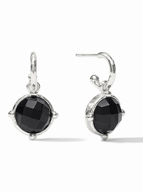 Julie Vos Julie Vos Silver Honeybee Hoop & Charm Earring Obsidian Black