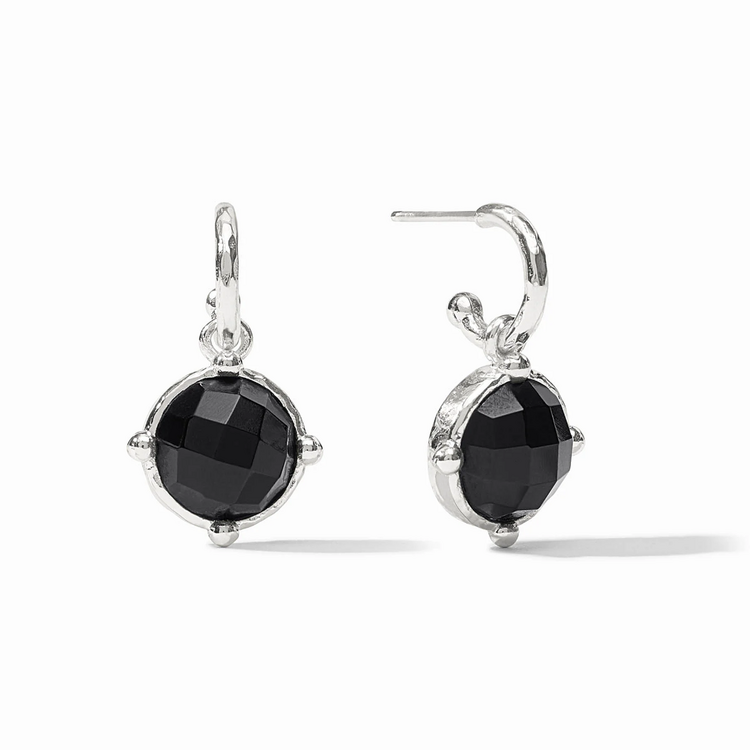 Julie Vos Julie Vos Silver Honeybee Hoop & Charm Earring Obsidian Black