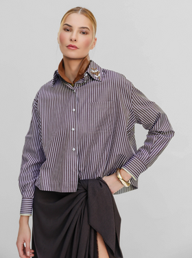 THEO The Label THEO Echo Crystal Collar Shirt