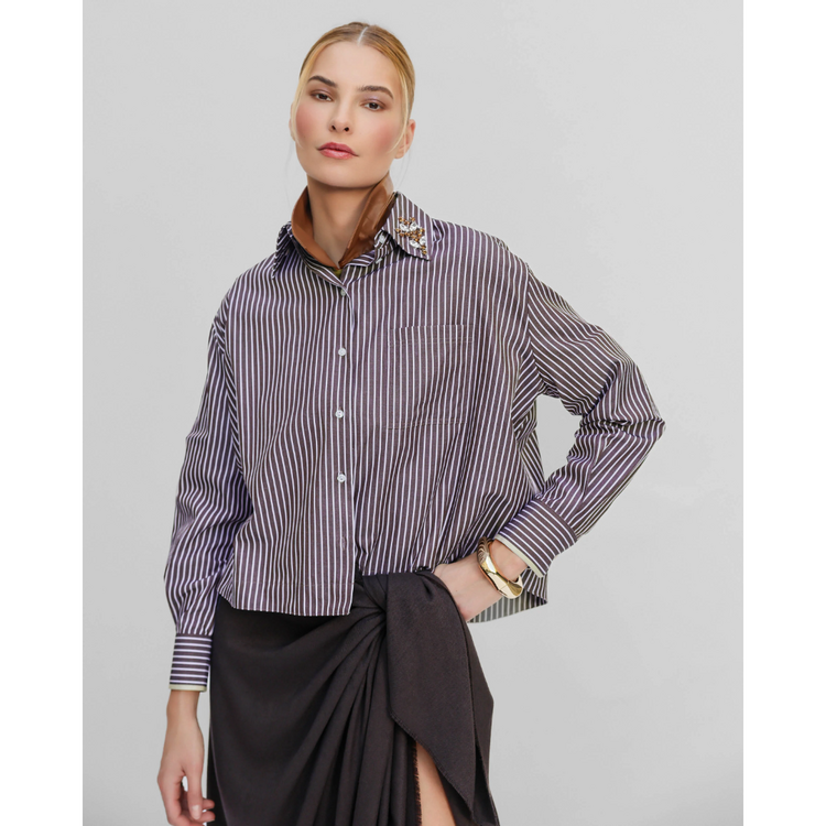 THEO The Label THEO Echo Crystal Collar Shirt