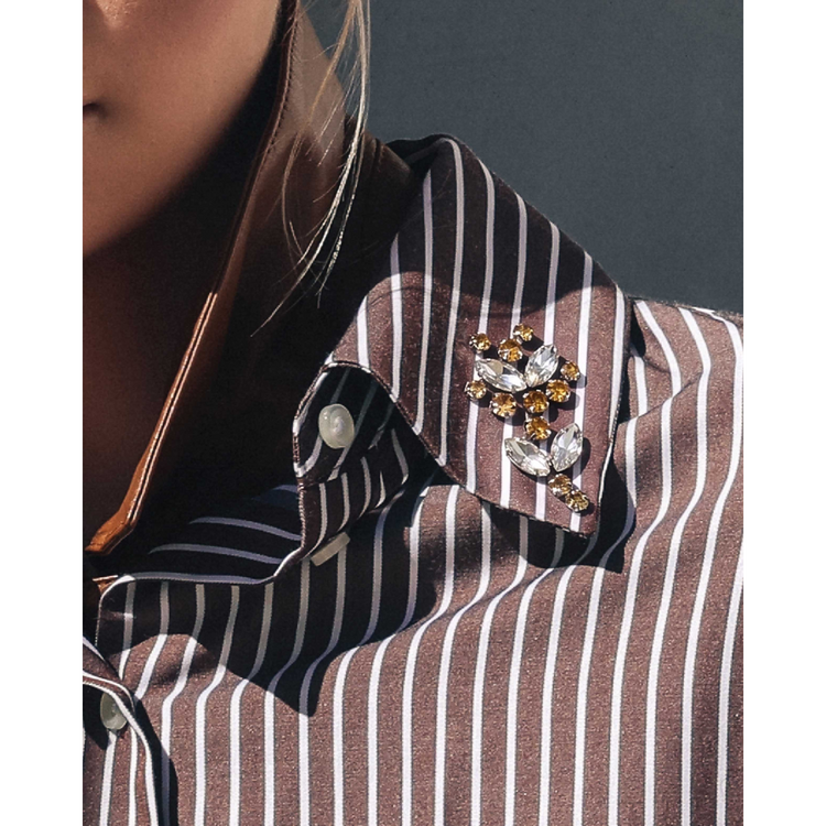 THEO The Label THEO Echo Crystal Collar Shirt