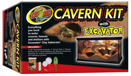 Zoomed Ensemble de caverne "Excavator" - Cavern Kit with Excavator Clay Burrowing substrate