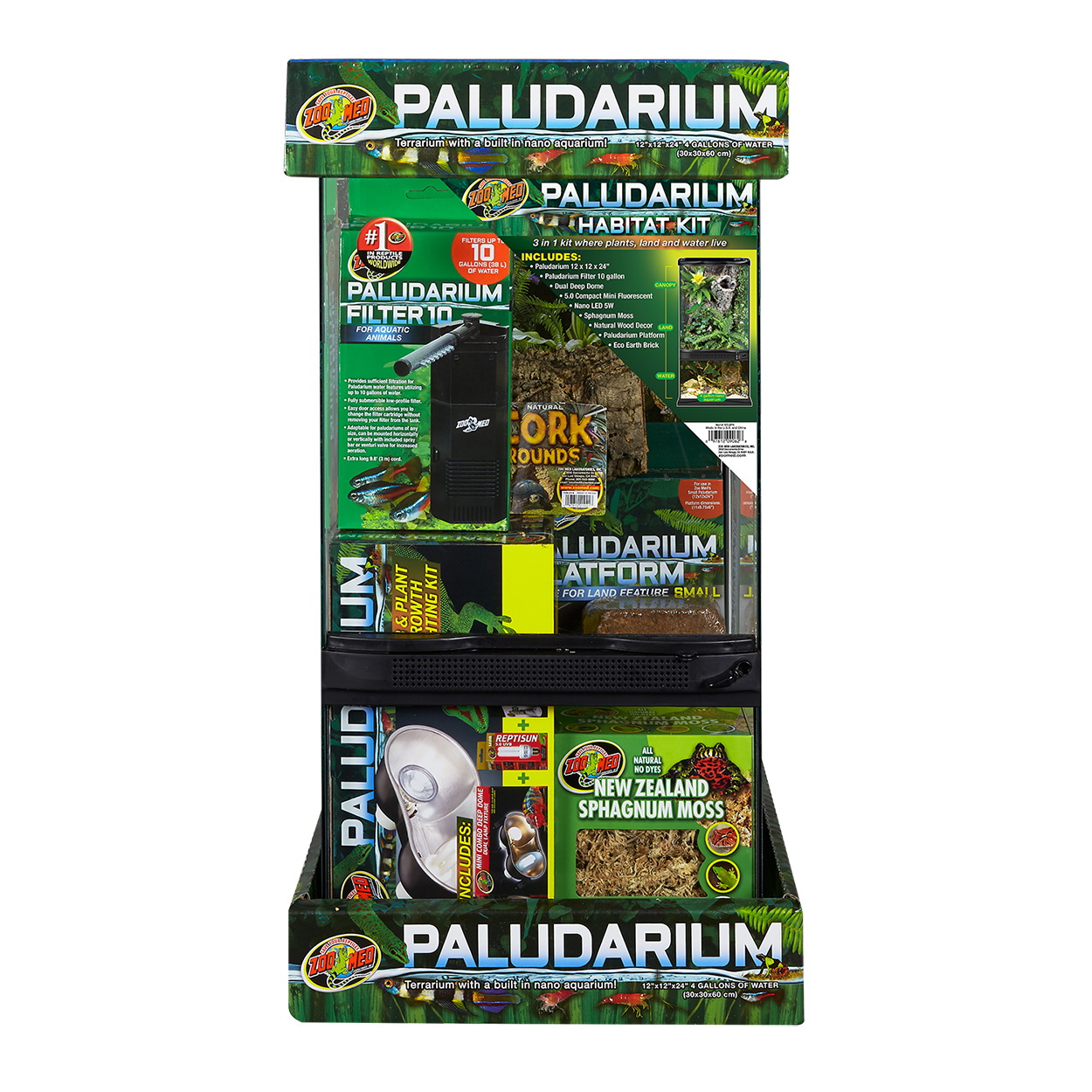 Zoomed Ensemble d'habitat paludarium 12'' x 12'' x 24'' / Paludarium Habitat Kit