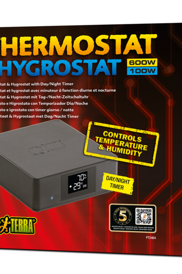 Exoterra EXO TERRA PT2464 Thermostat 600w et hygrostat 100w avec minuteur à fonction diurne et nocturne