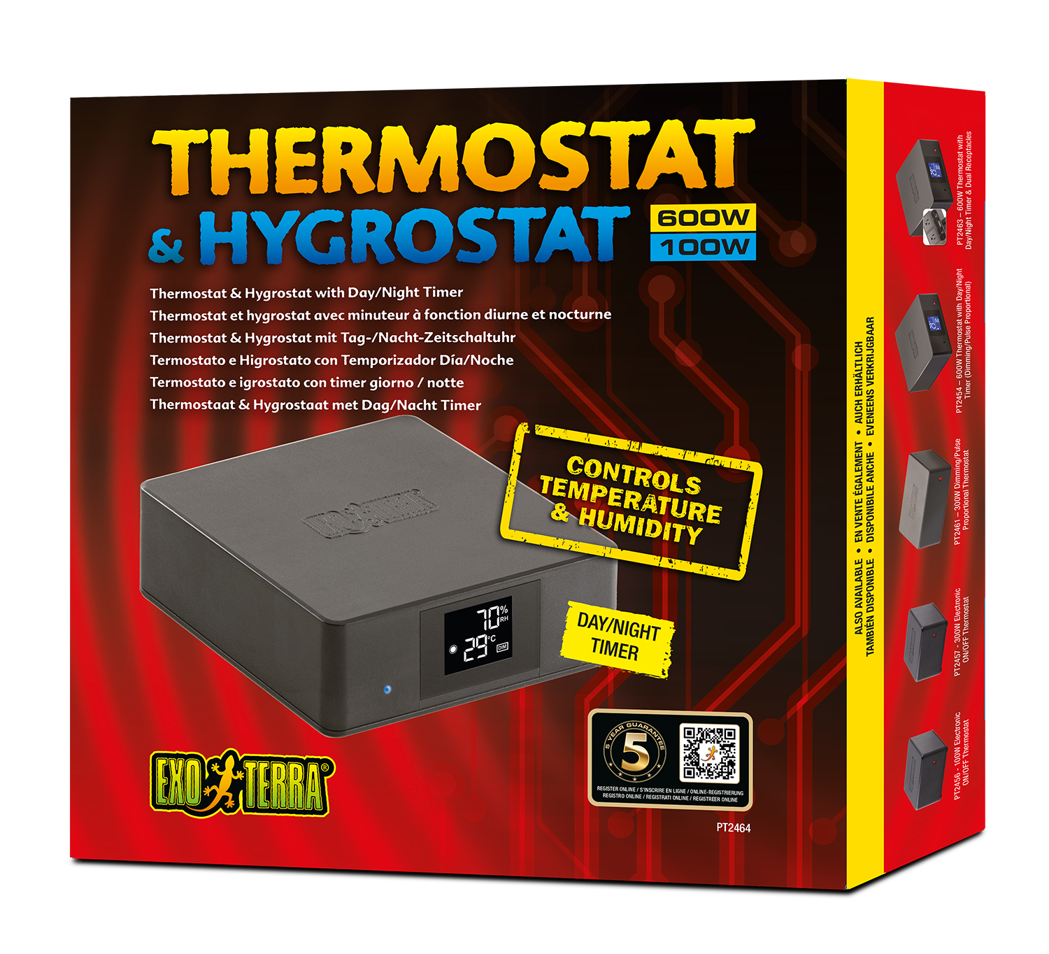 Exoterra Thermostat 600w et hygrostat 100w avec minuteur à fonction diurne et nocturne