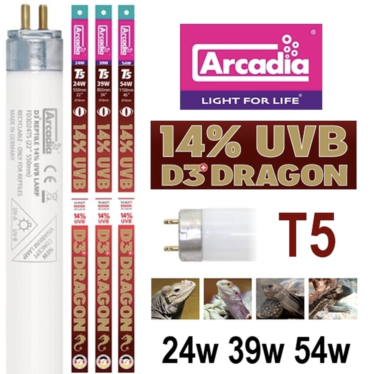 Arcadia ARCADIA T5 HO Lampe pour dragon 14% UVB