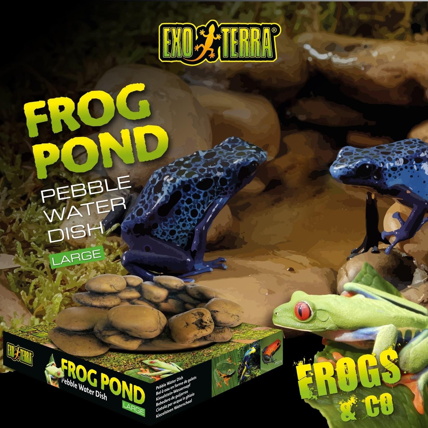 Exoterra Bol à eau en galet en forme d'étang - Frog Pond