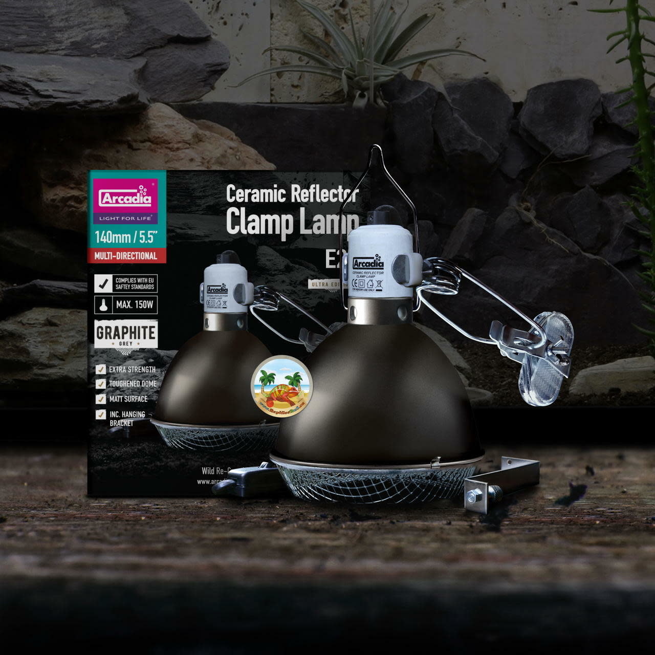 Arcadia ARCADIA "GRAPHITE" noire - Lampe à pince à réflecteur à dôme en céramique