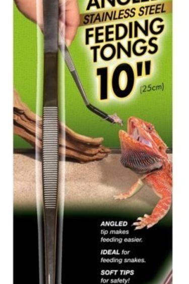 Zoomed Angled Stainless Steel Feeding Tongs 10″