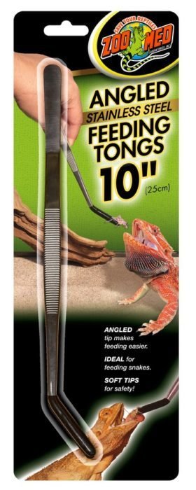 Zoomed Angled Stainless Steel Feeding Tongs 10″
