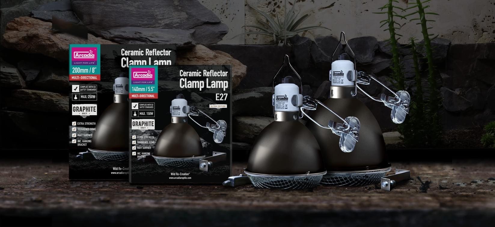 Arcadia "GRAPHITE" - "GRAPHITE" Ceramic Dome Reflector Clamp Lamp