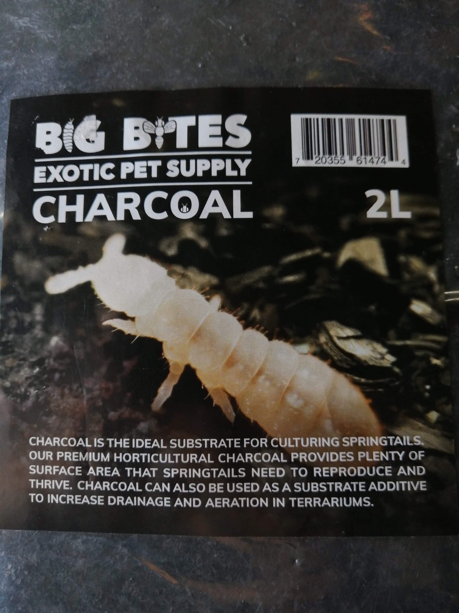 Big Bites Substrate for springtail culture 2 L Charcoal