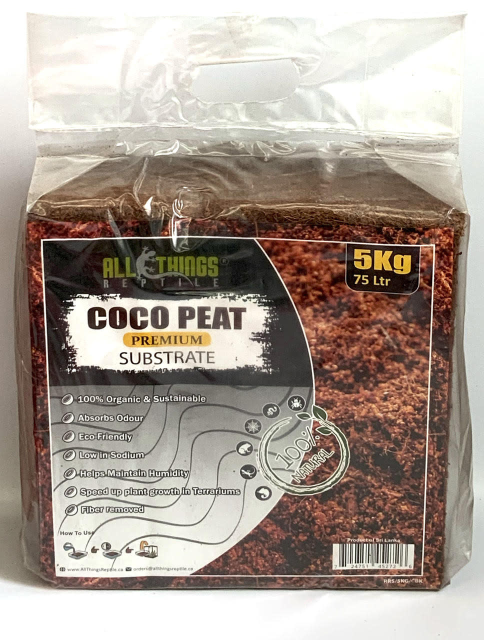 All things reptile ATR Coco Fibre / Peat Compressed in Bag 5kg (Eco Earth)