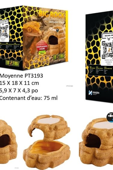 Exoterra EXO TERRA Grotte en céramique Big Rock avec couvercle