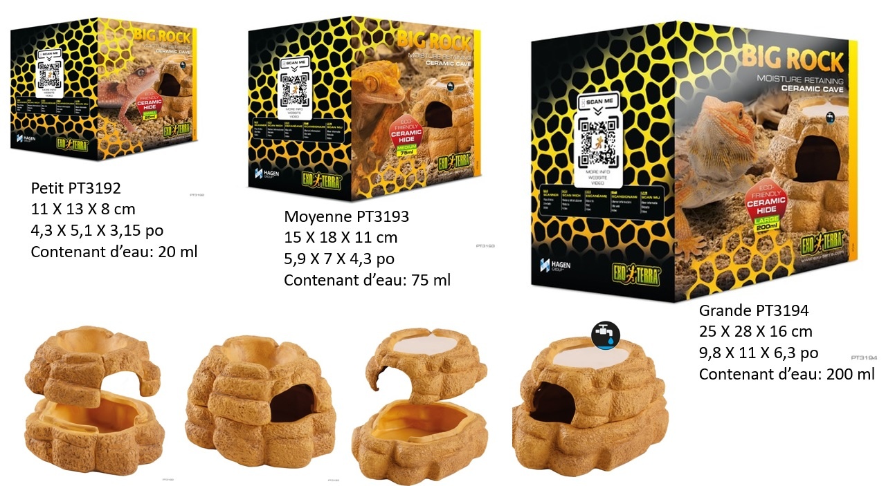 Exoterra EXO TERRA Grotte en céramique Big Rock avec couvercle