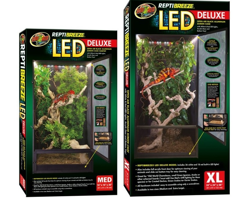 Zoomed ZOO MED Terrarium grillage "Reptibreeze" avec lumière LED